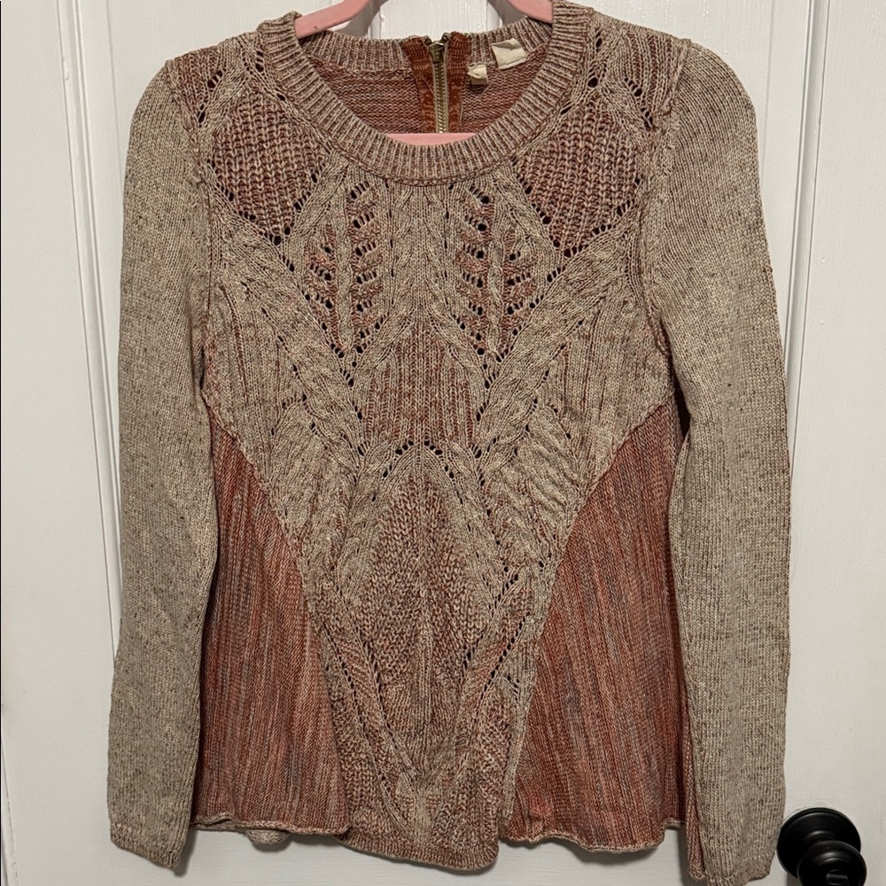 Moth Textured Beige and Coral Sweater